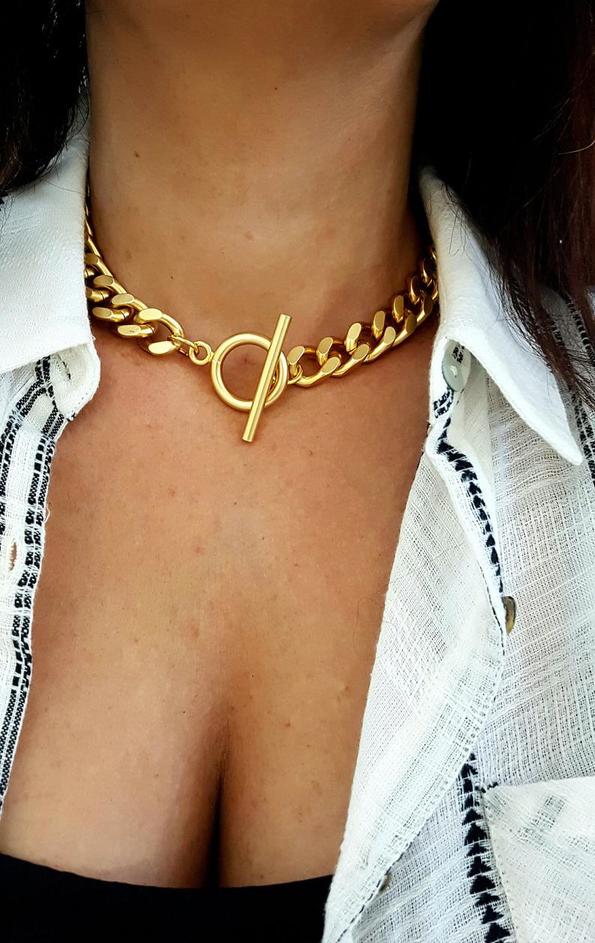 chunky chain gold choker day collar