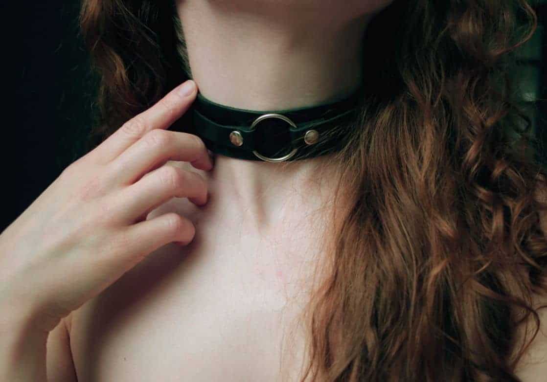 Men Leather Necklace BDSM Collar Leather Choker Submissive 